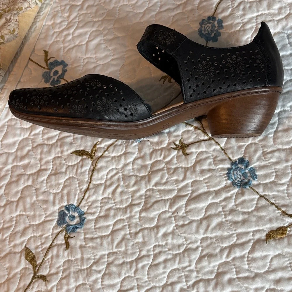 Rieker Mirjam Black Lazer-Cut Mary Jane Heeled Shoes Size 39 - Picture 4 of 16